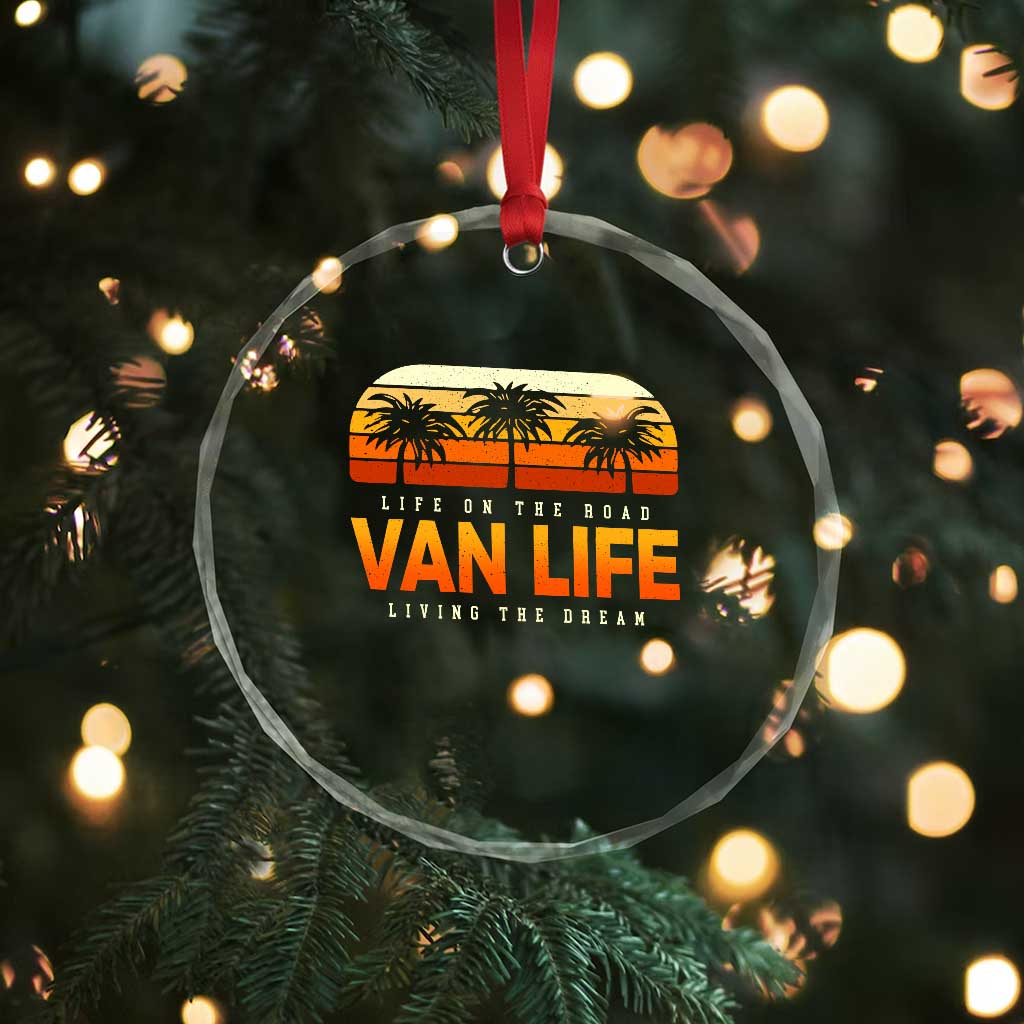 Van Life Crystal Glass Ornament Retro Camping RV Motorhome Travel Vacation Gift TS10 Print Your Wear