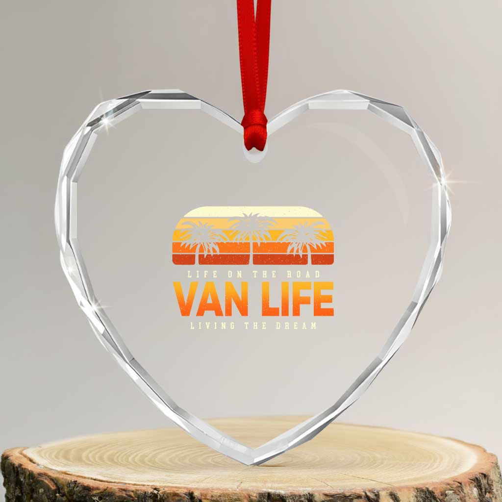 Van Life Heart Crystal Glass Ornament Retro Camping RV Motorhome Travel Vacation Gift TS10 Transparent Glass 3'' Heart Print Your Wear