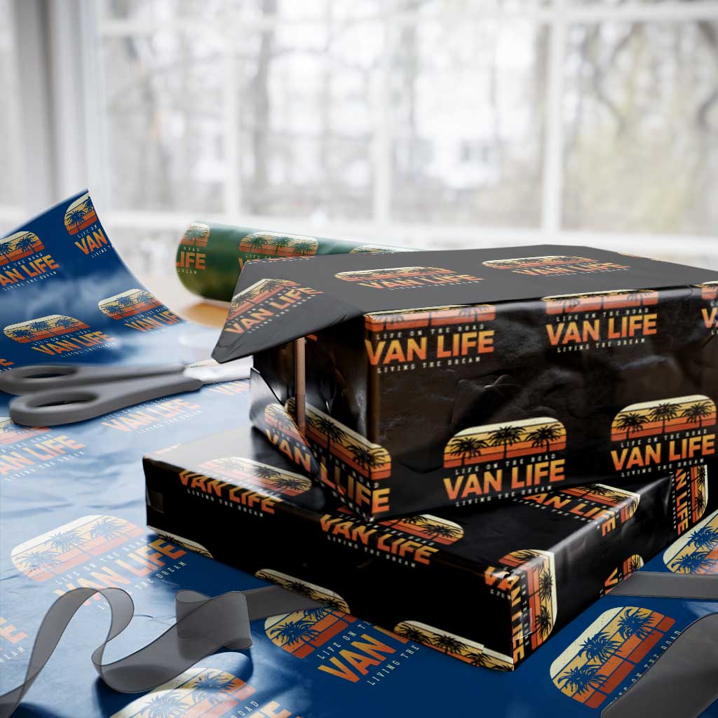 Van Life Wrapping Paper Roll Retro Camping RV Motorhome Travel Vacation Gift TS10 Black Print Your Wear