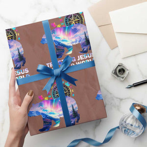 VBS 2025 Adventure Bear Wrapping Paper Roll Trusting Jesus In A Wild World Northen Lights TS02 Mocha Print Your Wear