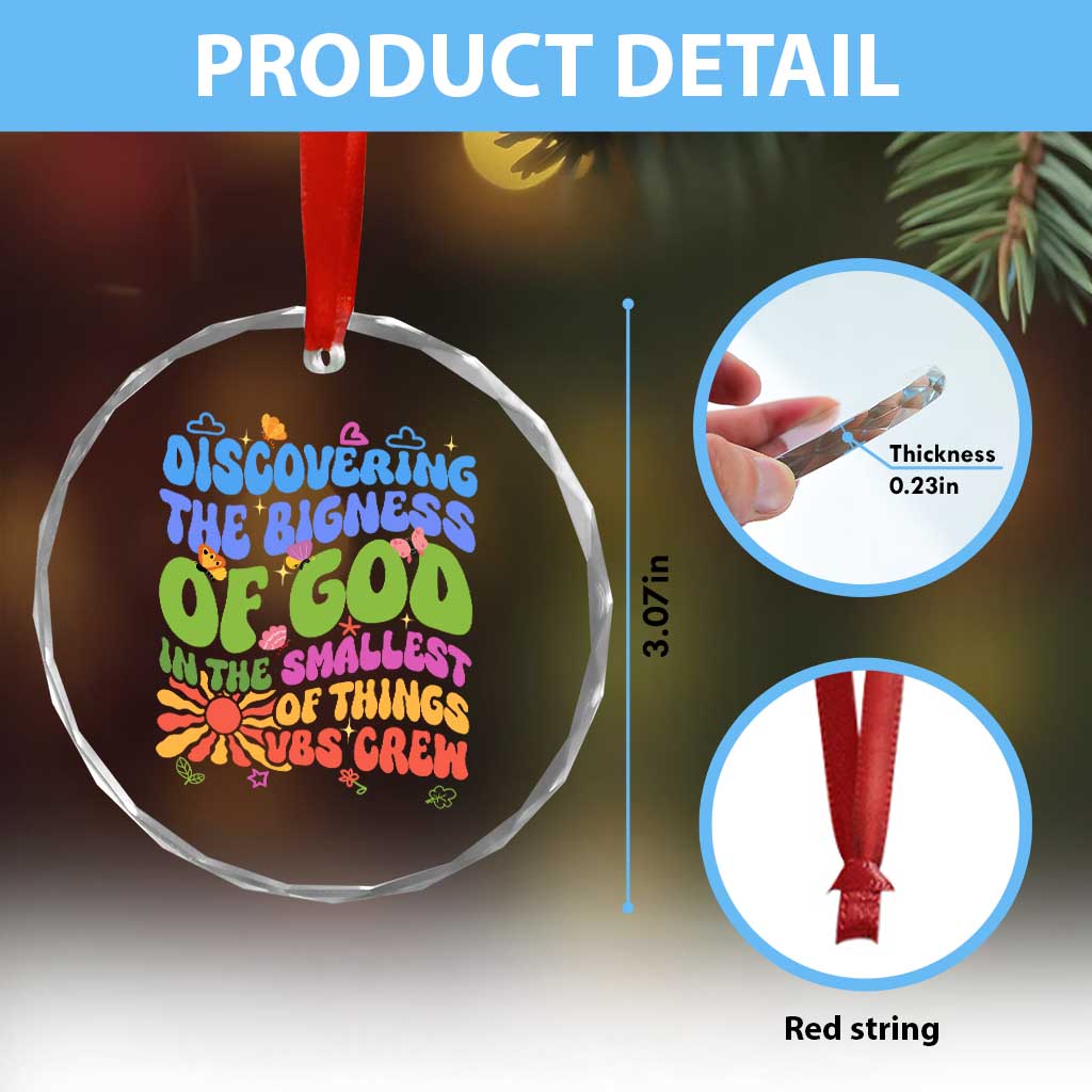 VBS 2025 Crystal Glass Ornament Discovering The Bigness Of God In The Smallest Of Things Retro Groovy TS02 Print Your Wear