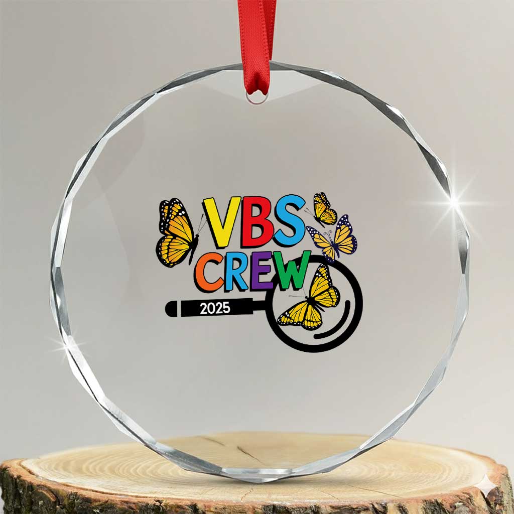 VBS 2025 Crystal Glass Ornament Magnified Vacation Bible School Butterfly VBS Team TS02 Transparent Glass 3'' Circle Print Your Wear