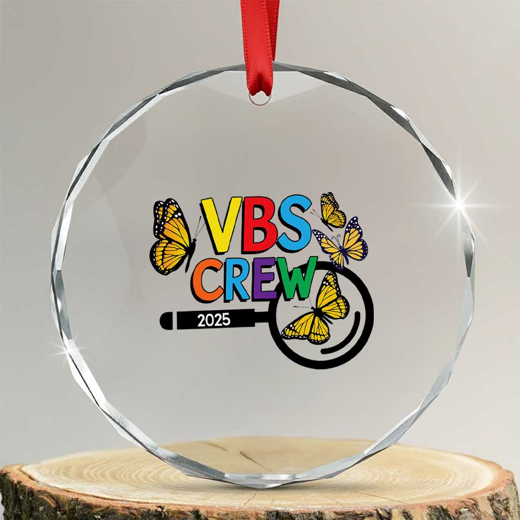 VBS 2025 Crystal Glass Ornament Magnified Vacation Bible School Butterfly VBS Team TS02 Transparent Glass 3'' Circle Print Your Wear