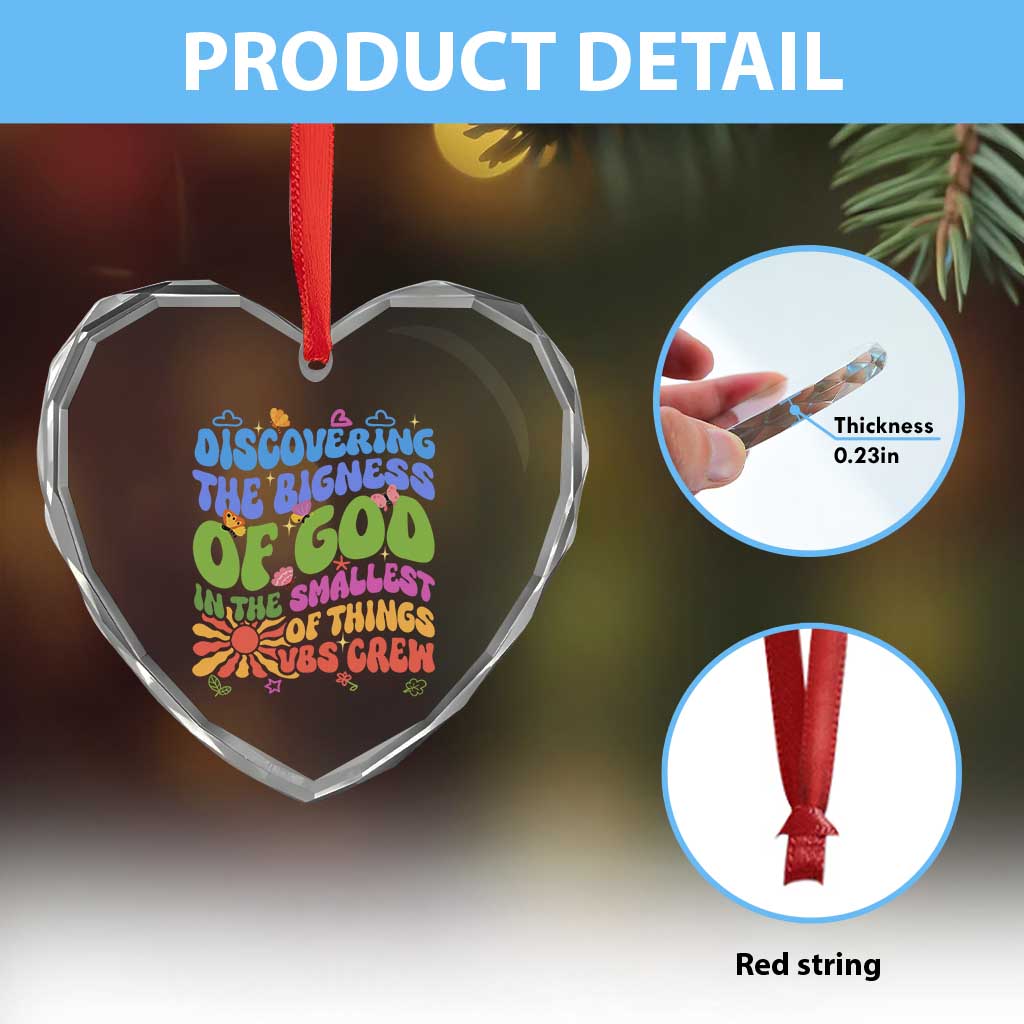 VBS 2025 Heart Crystal Glass Ornament Discovering The Bigness Of God In The Smallest Of Things Retro Groovy TS02 Print Your Wear