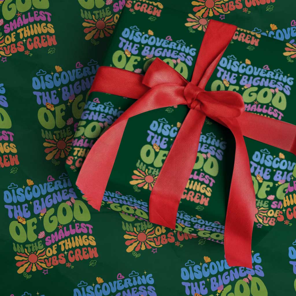 VBS 2025 Wrapping Paper Roll Discovering The Bigness Of God In The Smallest Of Things Retro Groovy TS02 Green Print Your Wear