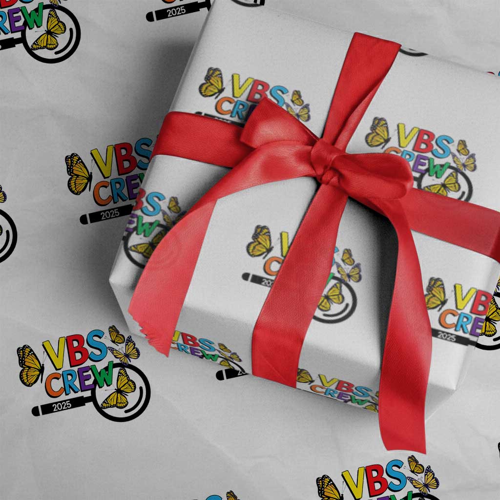 VBS 2025 Wrapping Paper Roll Magnified Vacation Bible School Butterfly VBS Team TS02 White Print Your Wear