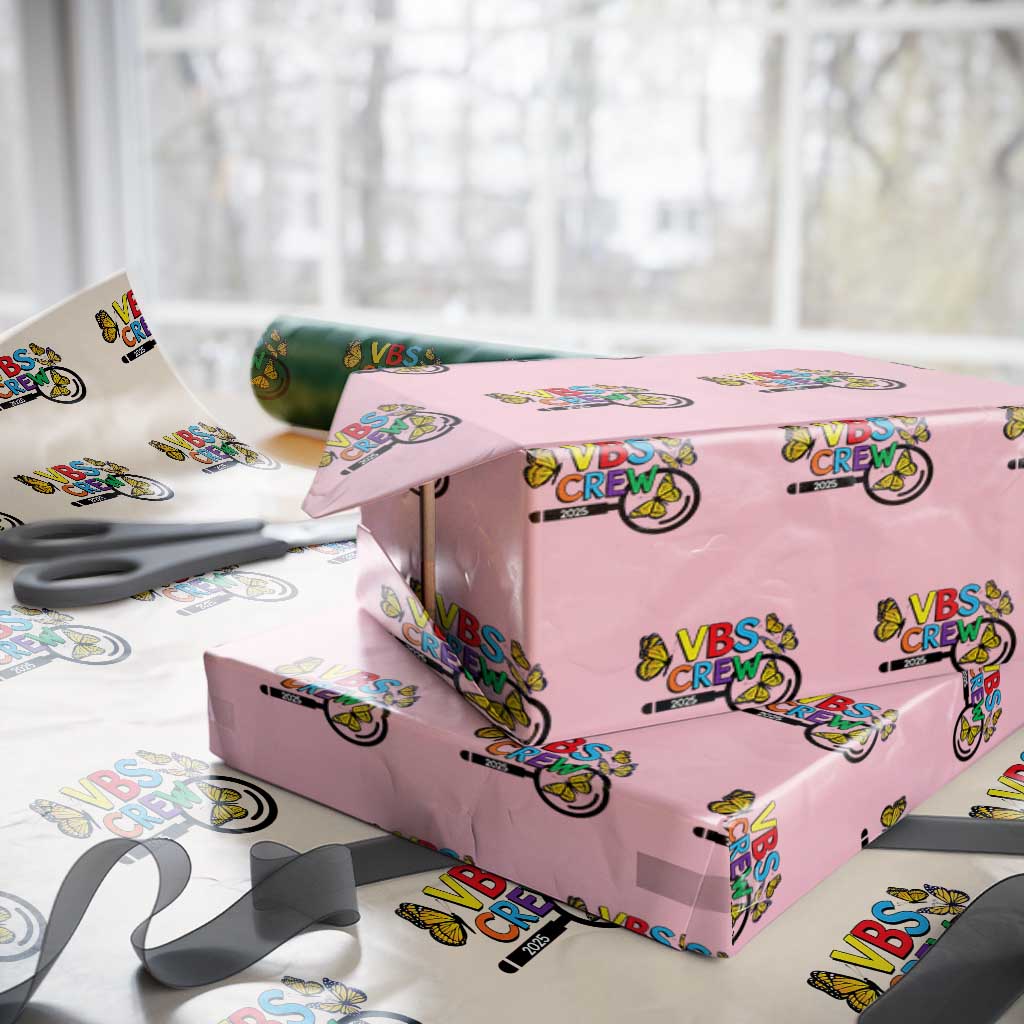 VBS 2025 Wrapping Paper Roll Magnified Vacation Bible School Butterfly VBS Team TS02 Light Pink Print Your Wear