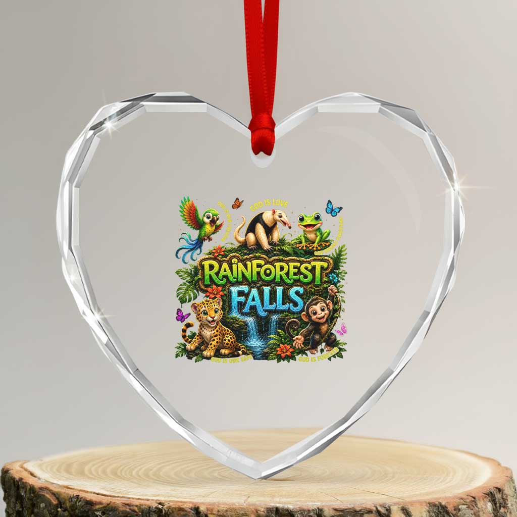 VBS 2026 Heart Crystal Glass Ornament Rainforest Falls Exploring The Nature of God VBS 2026 TS10 Transparent Glass 3'' Heart Print Your Wear
