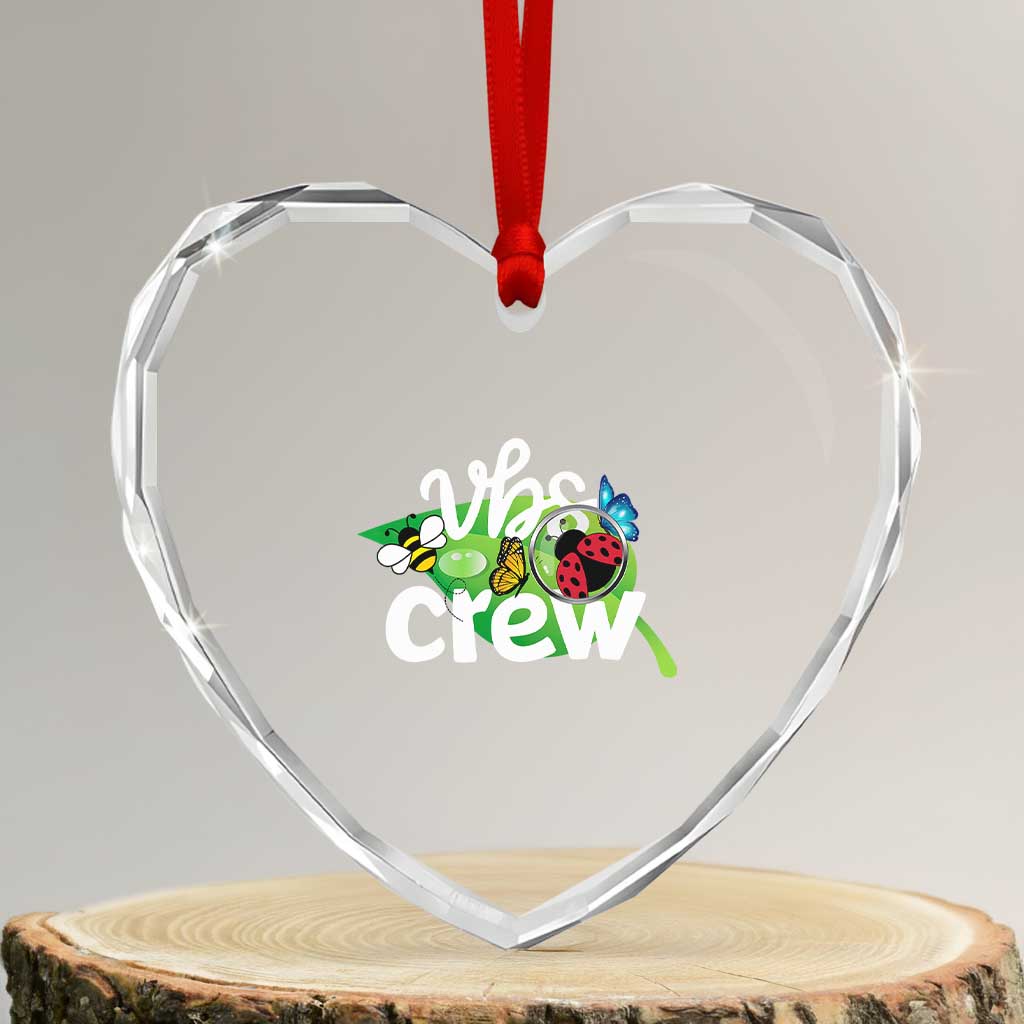 VBS Crew 2025 Heart Crystal Glass Ornament Magnified Smallest Insects Adventure Vacation Bible School Squad TS02 Transparent Glass 3'' Heart Print Your Wear