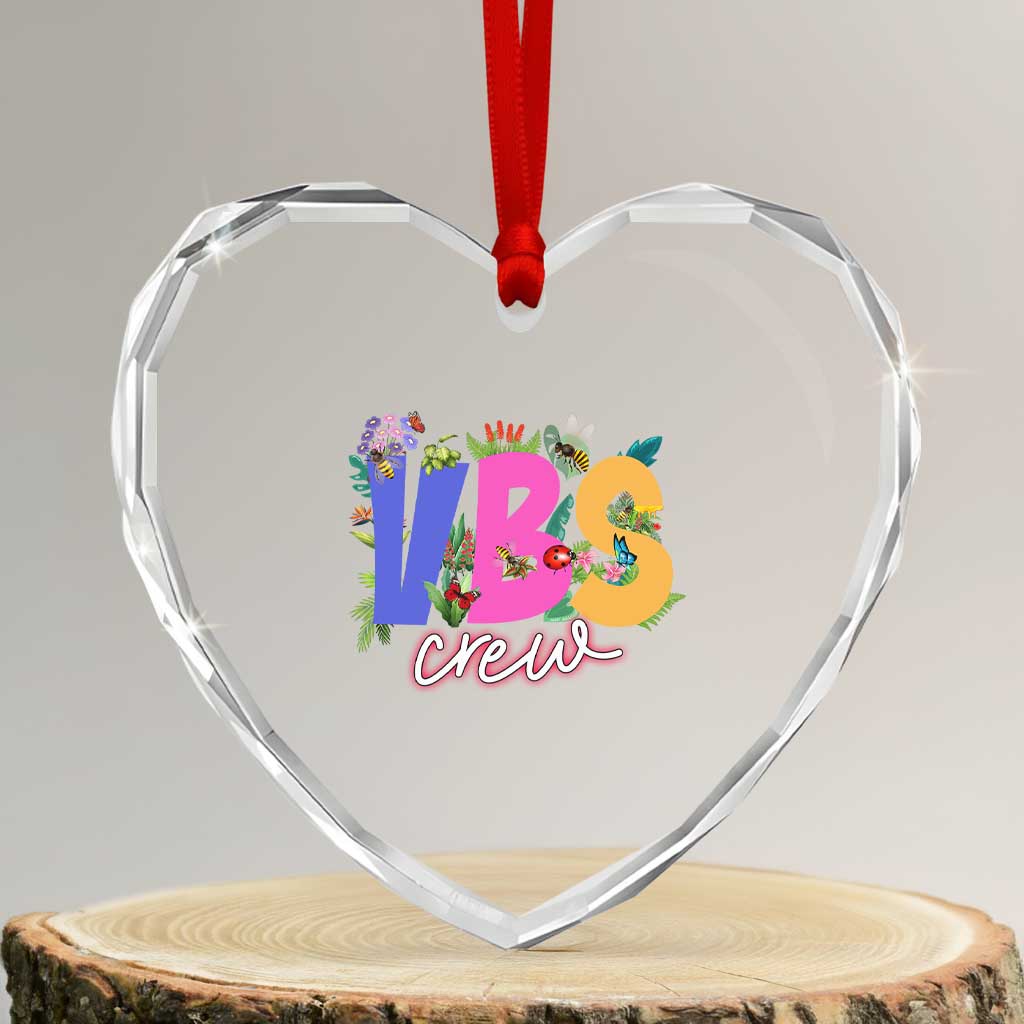 VBS Crew 2025 Heart Crystal Glass Ornament Magninfied Vacation Bible School Adventure TS02 Transparent Glass 3'' Heart Print Your Wear