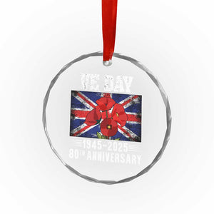VE Day 80th Anniversary Crystal Glass Ornament 2025 Celebration Union Flag Poppies WWII Remembrance TS02 Print Your Wear