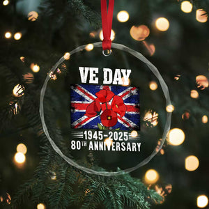 VE Day 80th Anniversary Crystal Glass Ornament 2025 Celebration Union Flag Poppies WWII Remembrance TS02 Print Your Wear