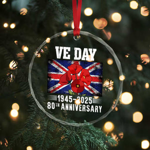VE Day 80th Anniversary Crystal Glass Ornament 2025 Celebration Union Flag Poppies WWII Remembrance TS02 Print Your Wear