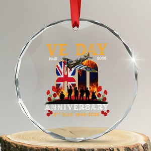 VE Day 80th Anniversary Crystal Glass Ornament 2025 Celebration Union Flag WWII Remembrance TS02 Transparent Glass 3'' Circle Print Your Wear