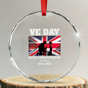 VE Day 80th Anniversary Crystal Glass Ornament Victory in Europe Union Flag WWII Remembrance TS02 Transparent Glass 3'' Circle Print Your Wear