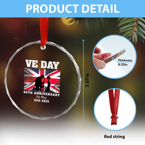 VE Day 80th Anniversary Crystal Glass Ornament Victory in Europe Union Flag WWII Remembrance TS02 Print Your Wear
