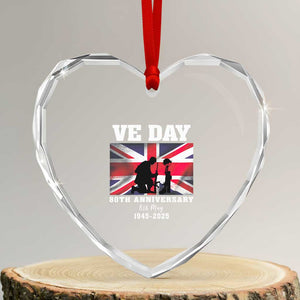 VE Day 80th Anniversary Heart Crystal Glass Ornament Victory in Europe Union Flag WWII Remembrance TS02 Transparent Glass 3'' Heart Print Your Wear