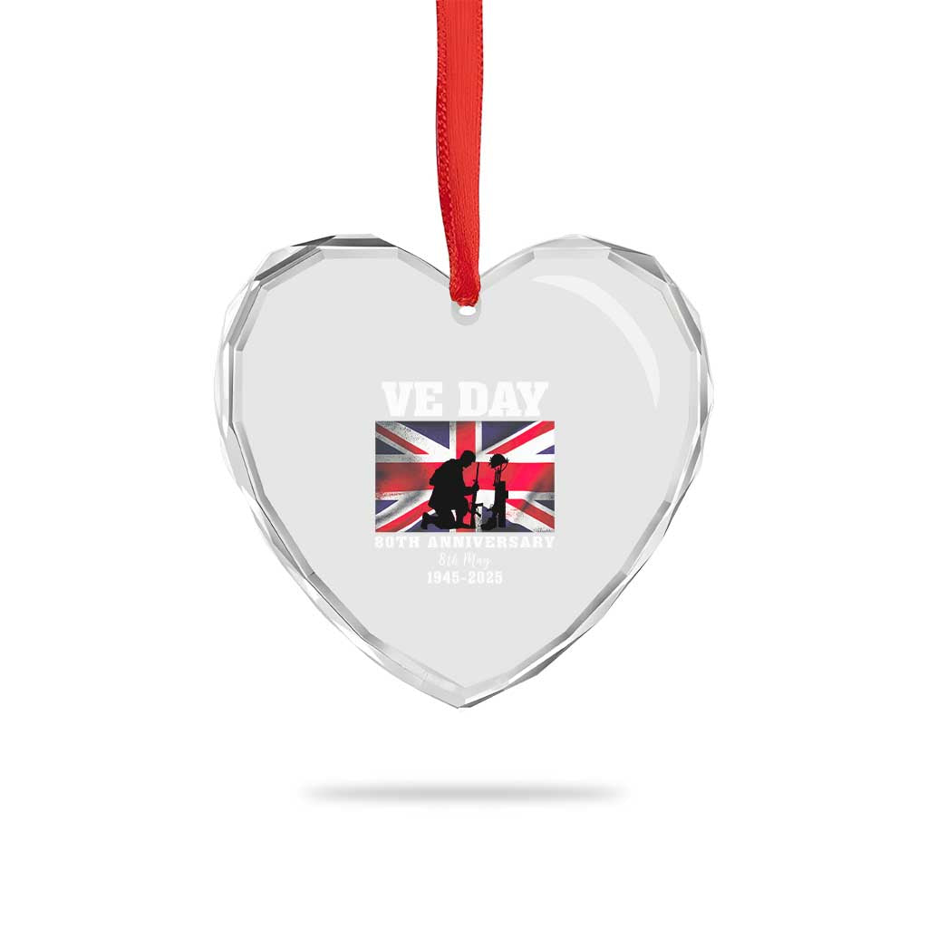 VE Day 80th Anniversary Heart Crystal Glass Ornament Victory in Europe Union Flag WWII Remembrance TS02 Print Your Wear