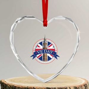 VE Day 80th Anniversary Heart Crystal Glass Ornament WWII Remembrance 2025 Celebrations London TS02 Transparent Glass 3'' Heart Print Your Wear