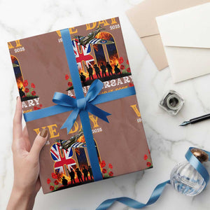 VE Day 80th Anniversary Wrapping Paper Roll 2025 Celebration Union Flag WWII Remembrance TS02 Mocha Print Your Wear