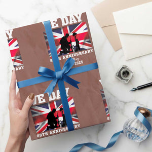 VE Day 80th Anniversary Wrapping Paper Roll Victory in Europe Union Flag WWII Remembrance TS02 Mocha Print Your Wear