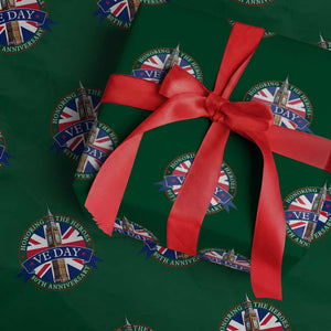 VE Day 80th Anniversary Wrapping Paper Roll WWII Remembrance 2025 Celebrations London TS02 Green Print Your Wear
