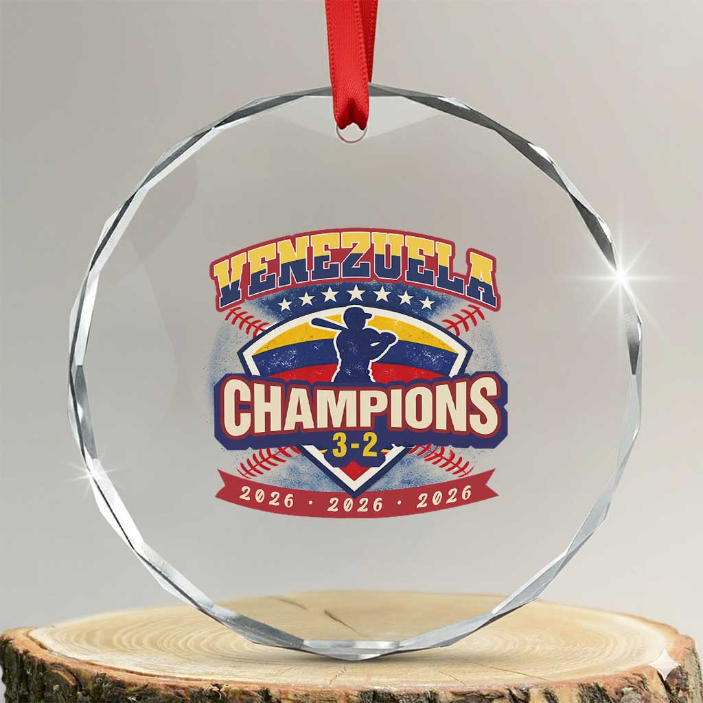 Venezuela 2026 Champions Crystal Glass Ornament Baseball Fan Pride TS12 Transparent Glass 3'' Circle Print Your Wear