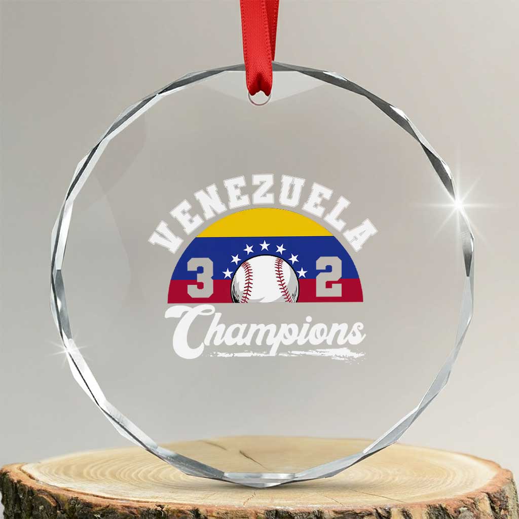 Venezuela 2026 Champions Crystal Glass Ornament Vintage 7 Stars Flag Baseball Pride TS12 Transparent Glass 3'' Circle Print Your Wear