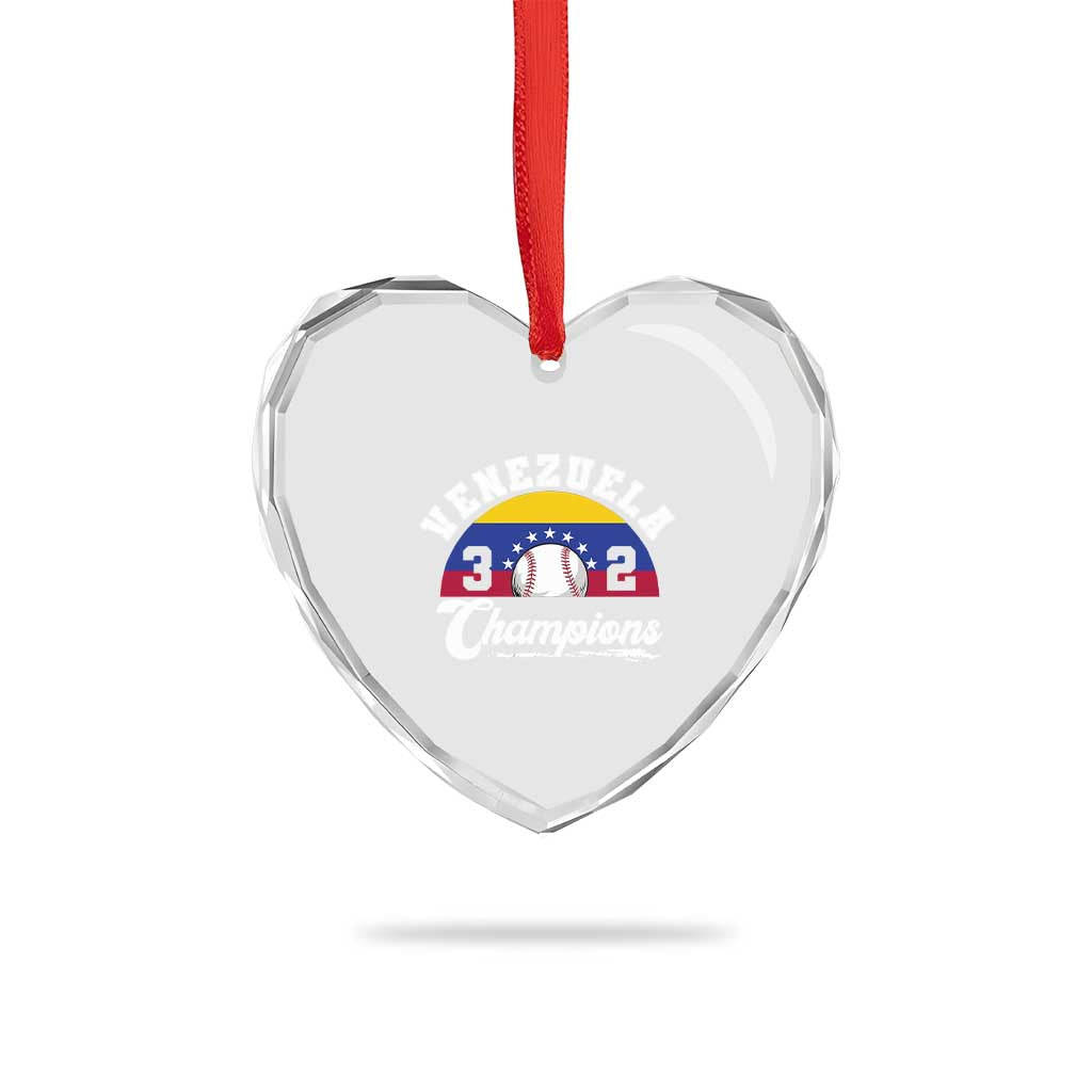 Venezuela 2026 Champions Heart Crystal Glass Ornament Vintage 7 Stars Flag Baseball Pride