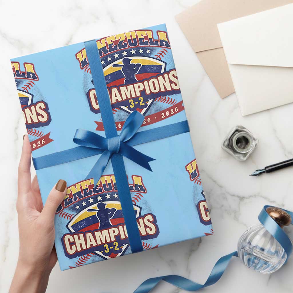 Venezuela 2026 Champions Wrapping Paper Roll Baseball Fan Pride TS12 Light Blue Print Your Wear