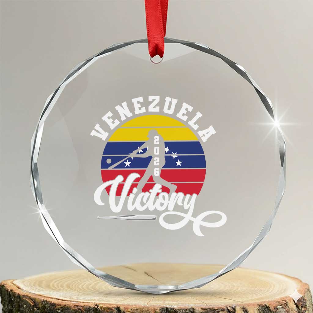 Venezuela 2026 Victory Baseball Crystal Glass Ornament Retro Softball Player Gift TS12 Transparent Glass 3'' Circle Print Your Wear