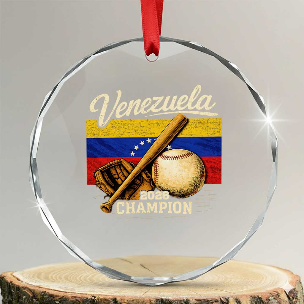 Venezuela Baseball 2026 Crystal Glass Ornament Champions Vintage Venezuelan Flag Baseball Fan Gift TS10 Transparent Glass 3'' Circle Print Your Wear
