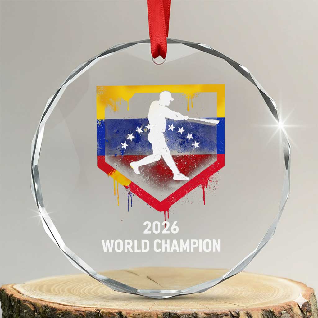 Venezuela Baseball 2026 Crystal Glass Ornament Venezuelan Flag Baseball Fan Gift TS10 Transparent Glass 3'' Circle Print Your Wear