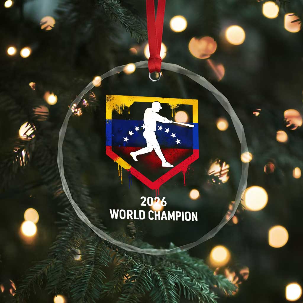 Venezuela Baseball 2026 Crystal Glass Ornament Venezuelan Flag Baseball Fan Gift TS10 Print Your Wear