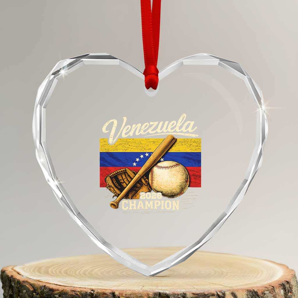 Venezuela Baseball 2026 Heart Crystal Glass Ornament Champions Vintage Venezuelan Flag Baseball Fan Gift TS10 Transparent Glass 3'' Heart Print Your Wear