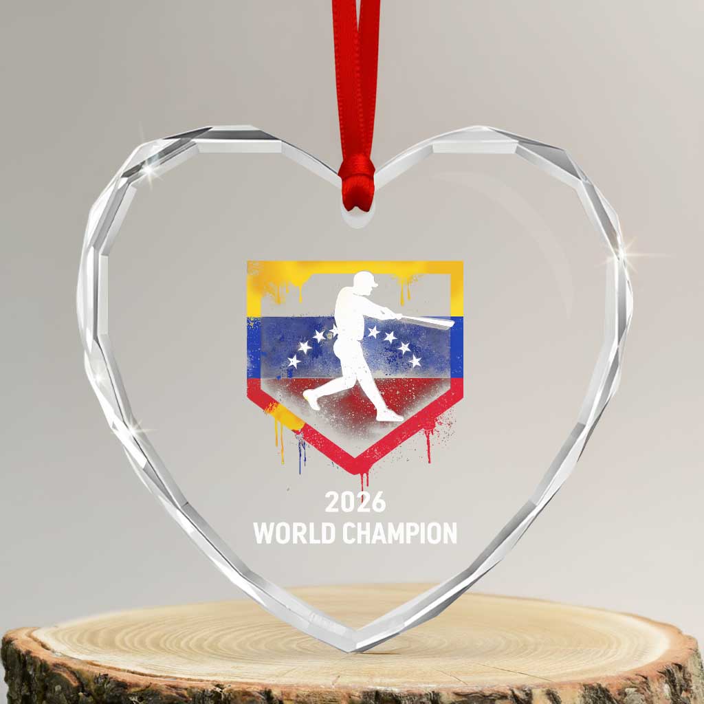 Venezuela Baseball 2026 Heart Crystal Glass Ornament Venezuelan Flag Baseball Fan Gift TS10 Transparent Glass 3'' Heart Print Your Wear