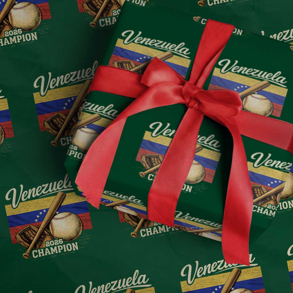 Venezuela Baseball 2026 Wrapping Paper Roll Champions Vintage Venezuelan Flag Baseball Fan Gift TS10 Green Print Your Wear