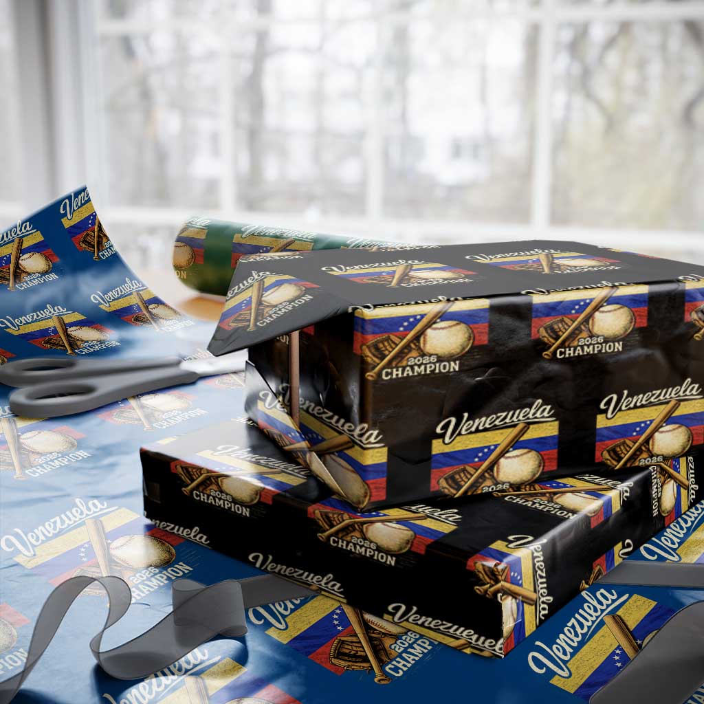 Venezuela Baseball 2026 Wrapping Paper Roll Champions Vintage Venezuelan Flag Baseball Fan Gift TS10 Black Print Your Wear