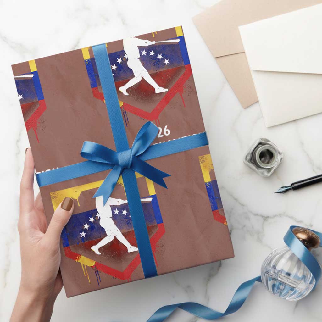 Venezuela Baseball 2026 Wrapping Paper Roll Venezuelan Flag Baseball Fan Gift TS10 Mocha Print Your Wear