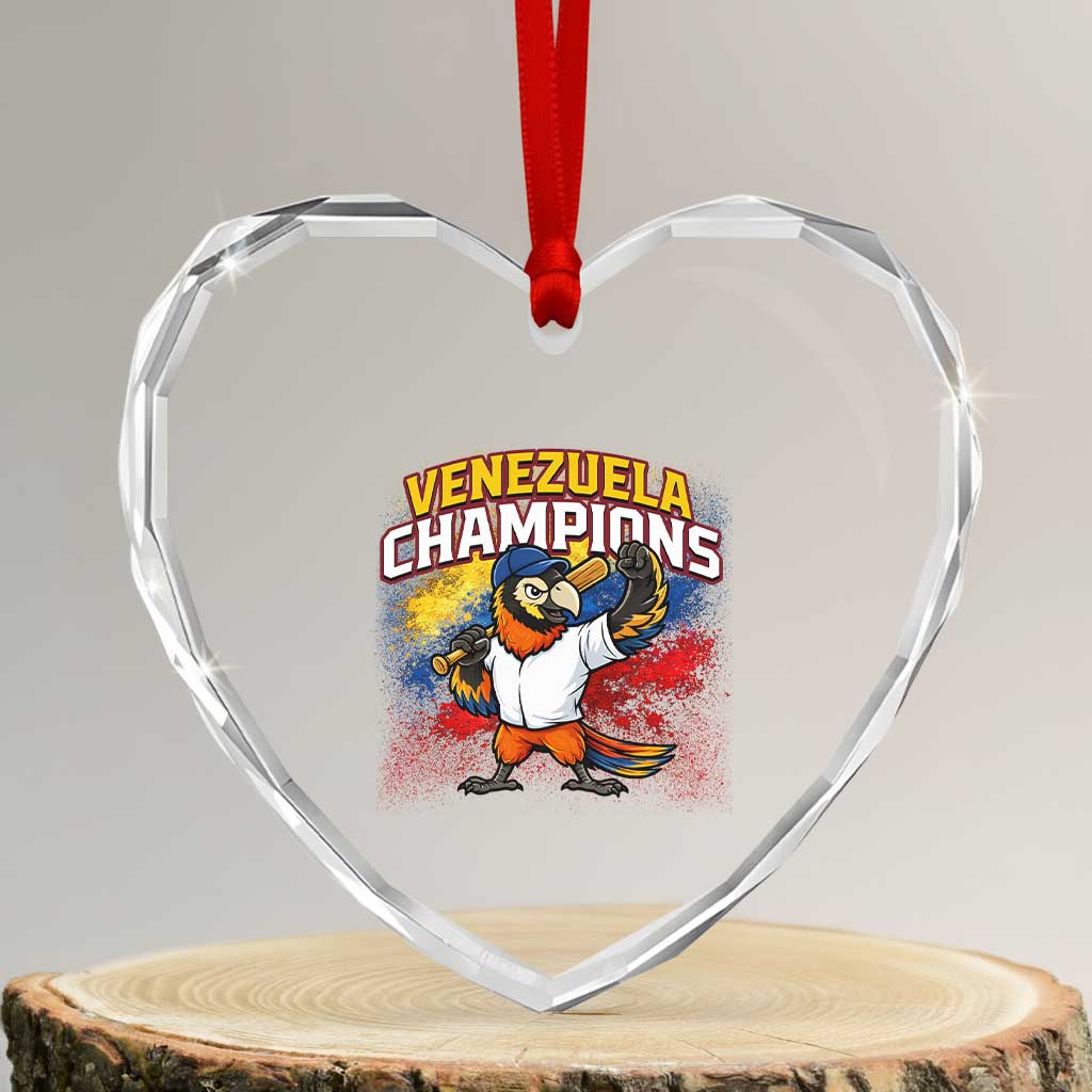 Venezuela Baseball Champions Heart Crystal Glass Ornament Troupial Bird Patriotic Pride TS12 Transparent Glass 3'' Heart Print Your Wear