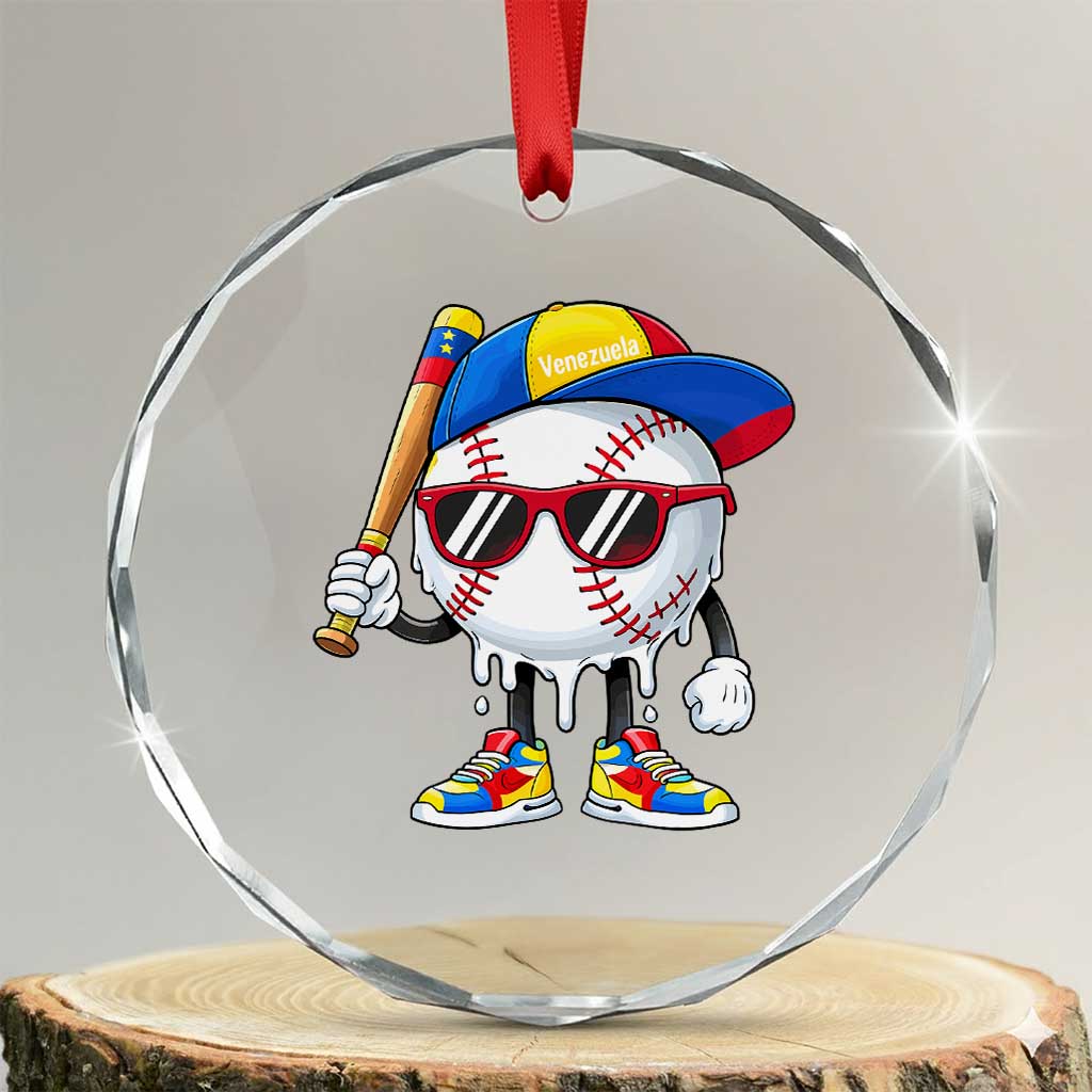 Venezuela Baseball Crystal Glass Ornament Venezuelan Pride Baseball Life Style Youth Drip Baseball Boys Kid TS10 Transparent Glass 3'' Circle Print Your Wear