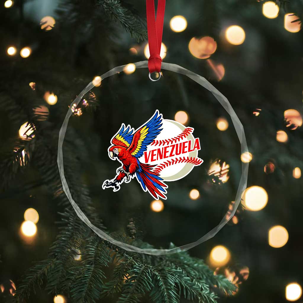 Venezuela Baseball Flying Scarlet Macaw and Ball Crystal Glass Ornament Ara Macao Guacamaya Venezuelan Pride TS02 Print Your Wear