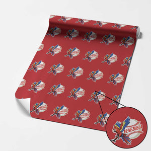 Venezuela Baseball Flying Scarlet Macaw and Ball Wrapping Paper Roll Ara Macao Guacamaya Venezuelan Pride TS02 Red Print Your Wear