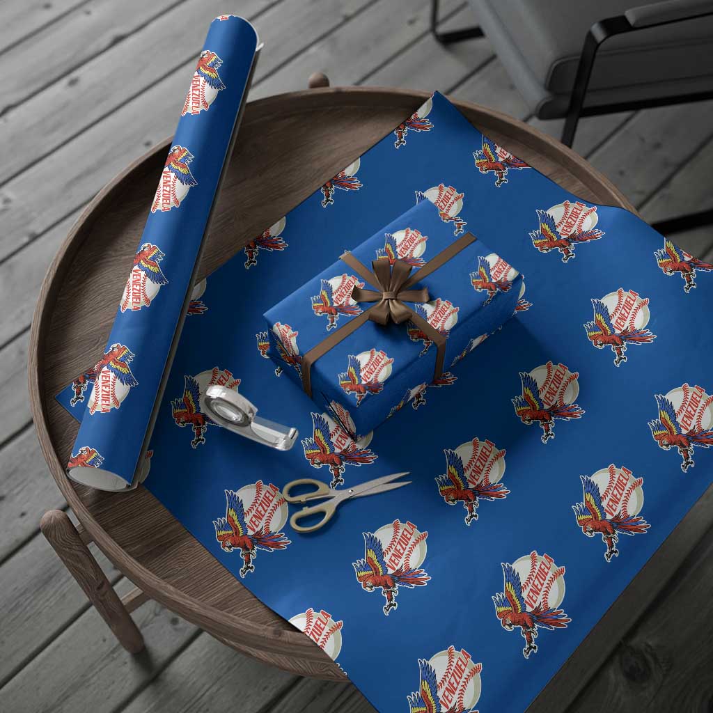 Venezuela Baseball Flying Scarlet Macaw and Ball Wrapping Paper Roll Ara Macao Guacamaya Venezuelan Pride TS02 Blue Print Your Wear