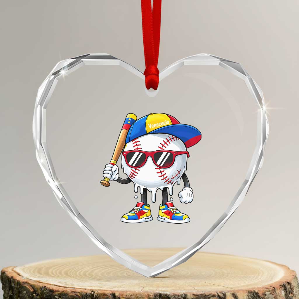 Venezuela Baseball Heart Crystal Glass Ornament Venezuelan Pride Baseball Life Style Youth Drip Baseball Boys Kid TS10 Transparent Glass 3'' Heart Print Your Wear