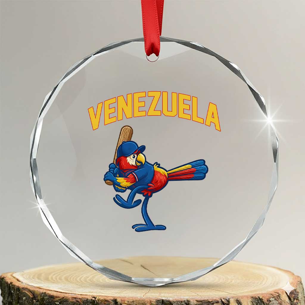 Venezuela Baseball Macaw Batter Crystal Glass Ornament Ara Macao Guacamaya Venezuelan Pride TS02 Transparent Glass 3'' Circle Print Your Wear