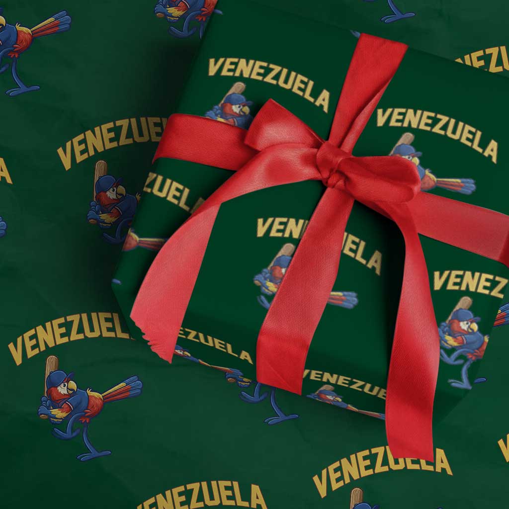 Venezuela Baseball Macaw Batter Wrapping Paper Roll Ara Macao Guacamaya Venezuelan Pride TS02 Green Print Your Wear