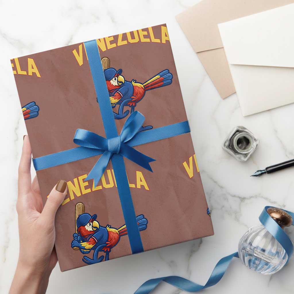 Venezuela Baseball Macaw Batter Wrapping Paper Roll Ara Macao Guacamaya Venezuelan Pride TS02 Mocha Print Your Wear