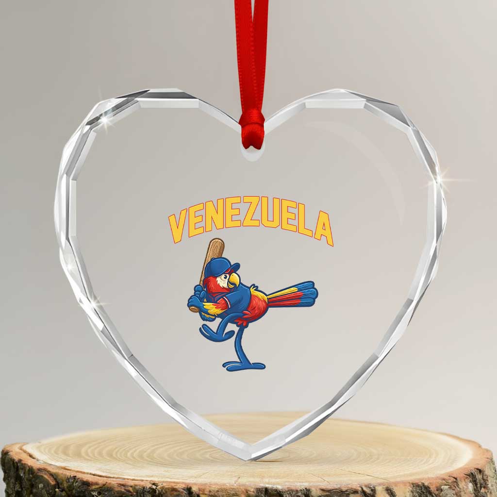 Venezuela Baseball Macaw Batter Heart Crystal Glass Ornament Ara Macao Guacamaya Venezuelan Pride TS02 Transparent Glass 3'' Heart Print Your Wear