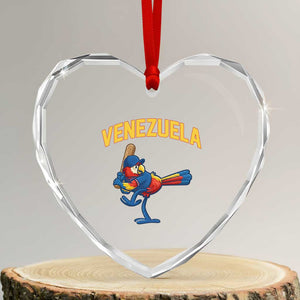 Venezuela Baseball Macaw Batter Heart Crystal Glass Ornament Ara Macao Guacamaya Venezuelan Pride TS02 Transparent Glass 3'' Heart Print Your Wear